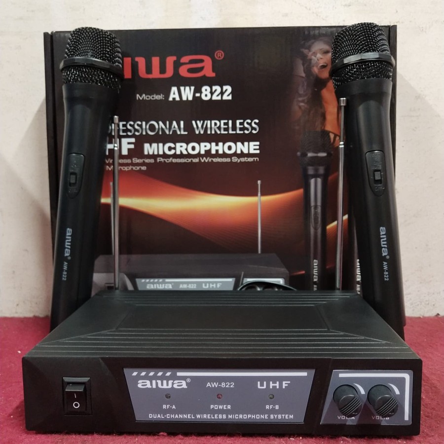 Mic wireless Aiwa Aw 822 microphone UHF
