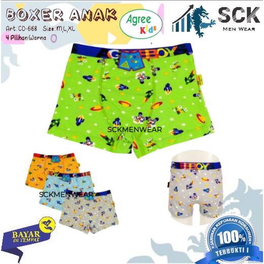 [ISI 3]  CD Anak AGREE 6168 Motif Anak Model BOXER / Boxer Anak Cowok 6168 - Boxer Anak Motif - Pakaian Dalam