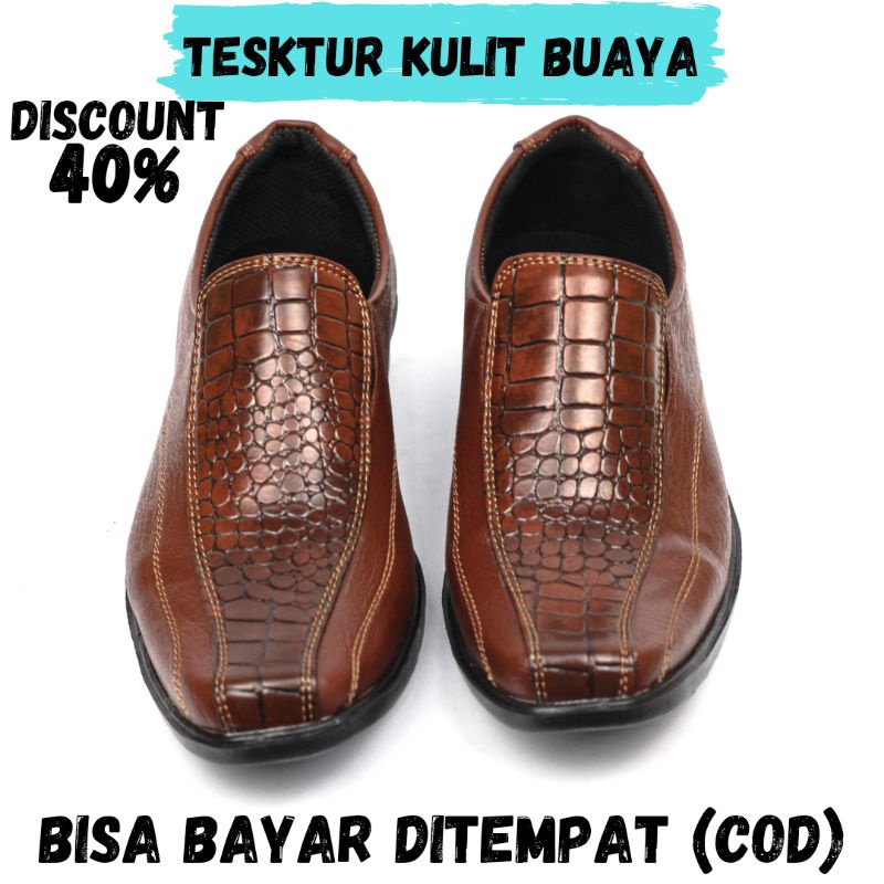Sepatu pantofel pria kulit buaya asli ori