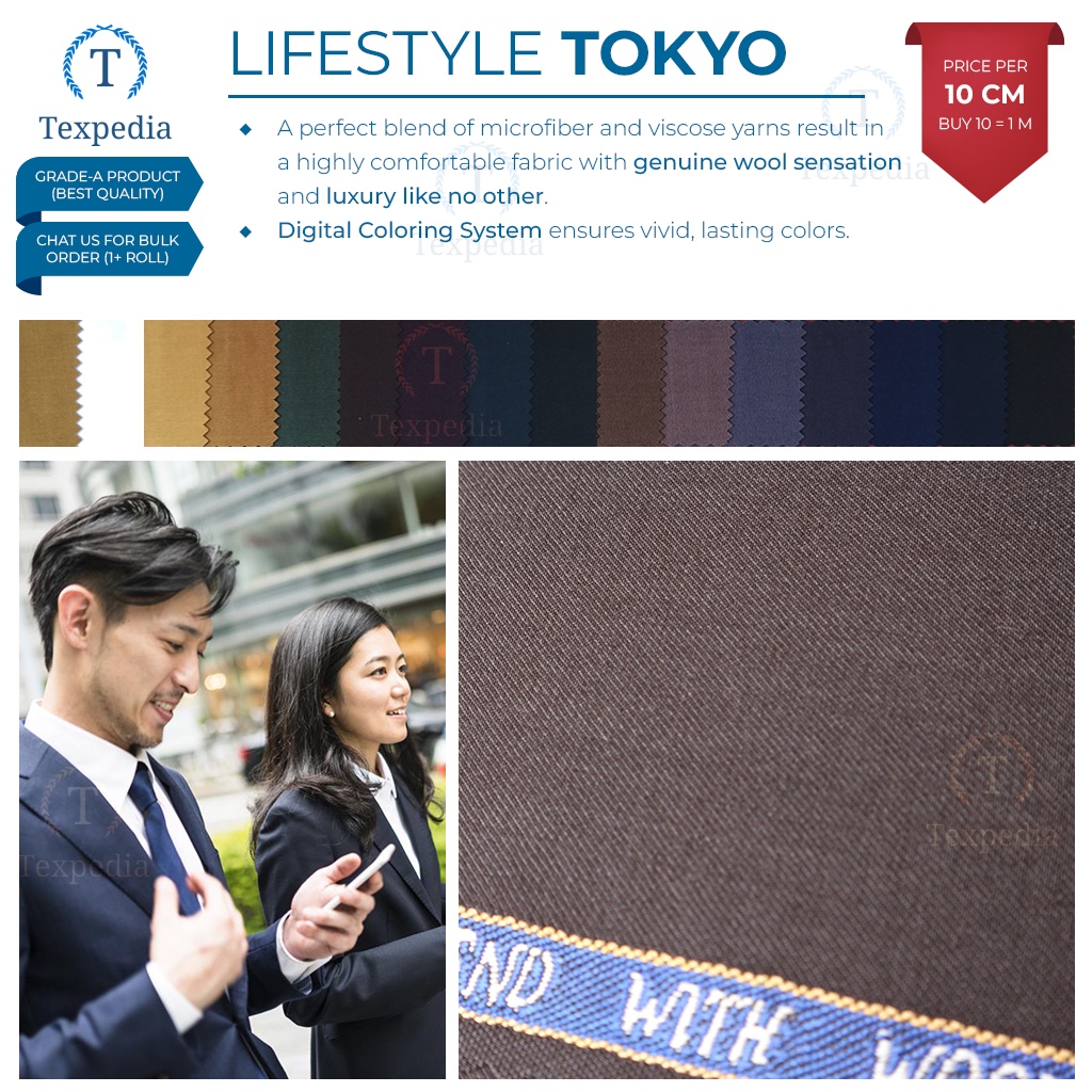 TOKYO (per 10 cm) Lifestyle by Maxistyle - Kain/Bahan Semi Wol - Baju, Kemeja, Setelan Jas Formal, A