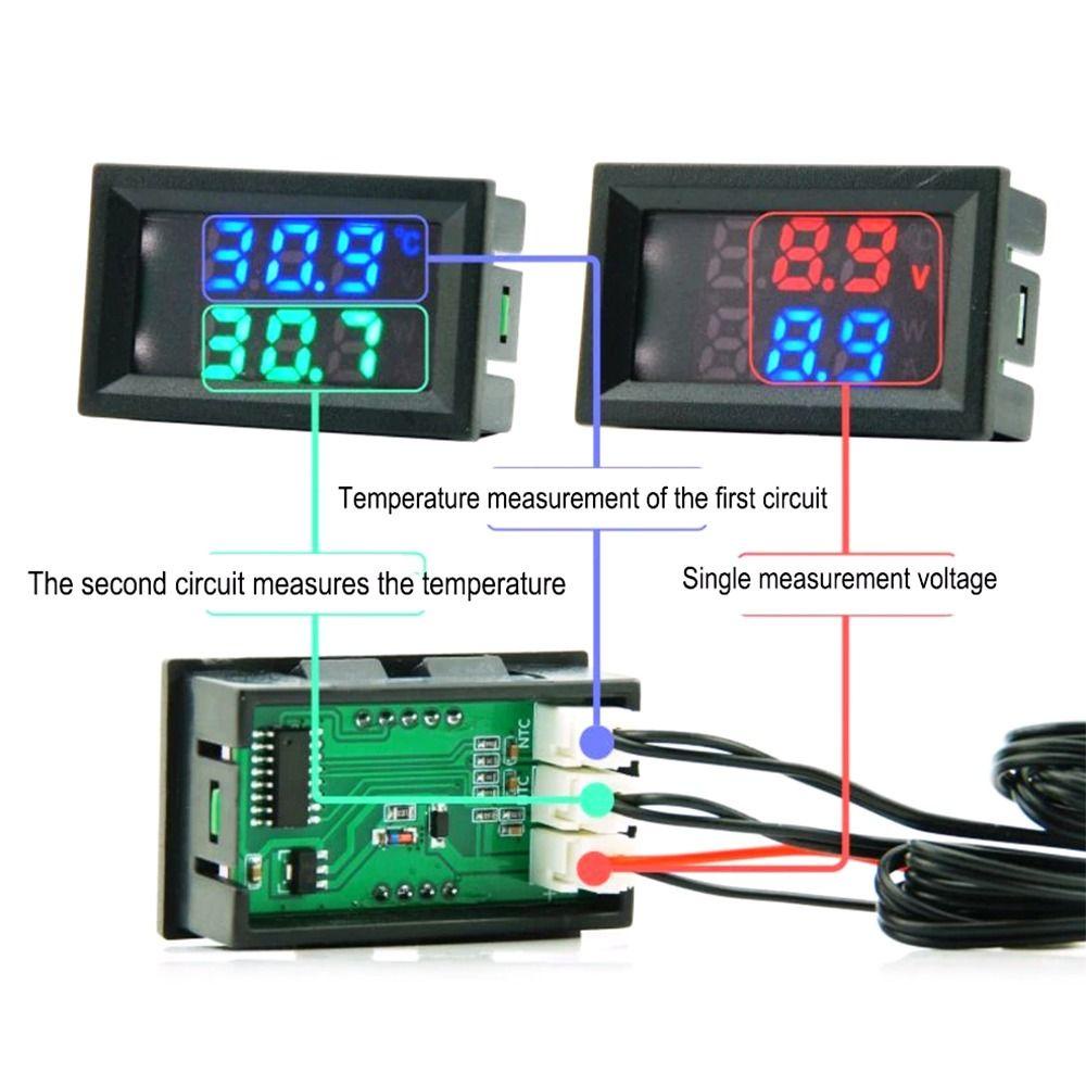 POPULAR Populer Digital DC Single Voltmeter LCD Profesional Dengan NTC 10K 3950sensor Suhu Probe Detector