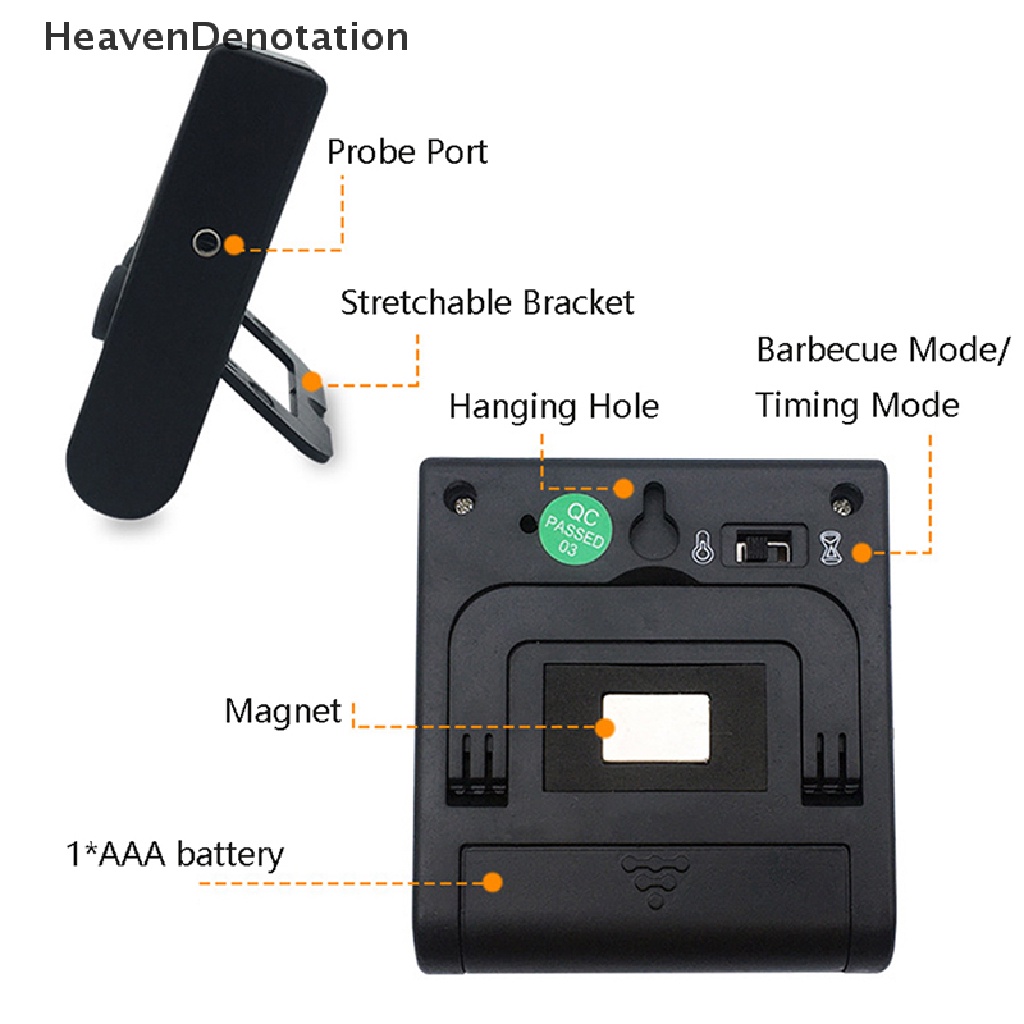 [HeavenDenotation] Termometer Dapur Digital LCD Display Panjang Probe Untuk Oven Pemanggang Makanan Daging Masak Alarm Timer Alat Ukur HDV