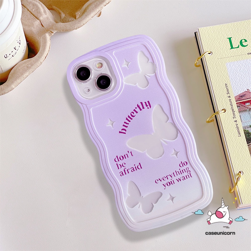 Casing Tepi Bergelombang Gradasi Ungu Untuk Samsung A14 A13 A23 A50 A04s A12 A04E A04 A03s A31 A32 A21s A53 A52 A11 A50s A22 A52s A51 A33 A02s A30s A20 Kupu-Kupu Fantastis Soft Cover