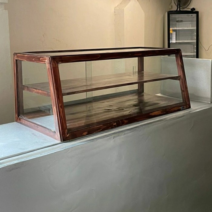 Terlaris Etalase Kayu Kaca Jualan Warung Food Display Kue Makanan 80X45X40