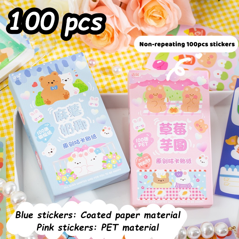 100pcs/set Stiker Beruang Lucu Tidak Berulang Tahan Air Stiker DIY Scrapbooking Tangan Akun Dekorasi Bahan Hadiah Untuk Teman