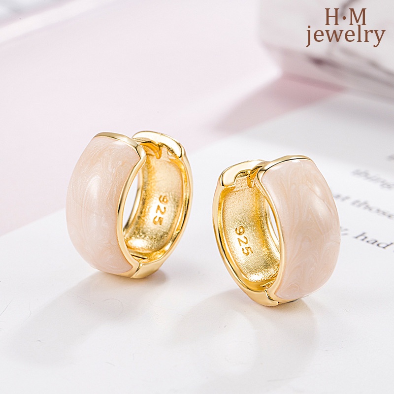 Retro Drip Glazed Ear Clip Light Desain Mewah Sense Earrings2023Anting Baru