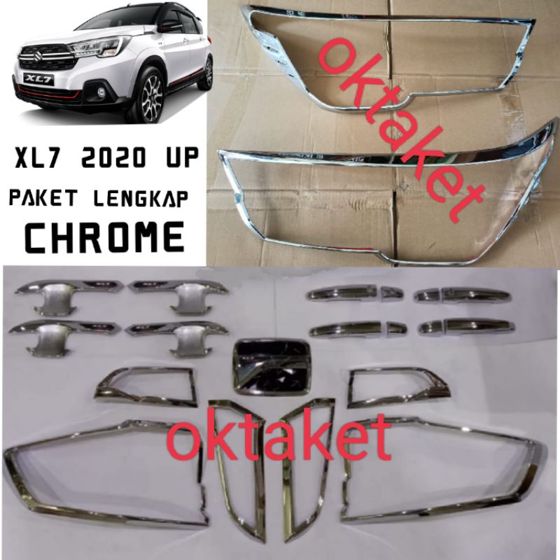 paket lengkap Suzuki XL7 2020 2021 2023 Hitam &amp; Chrome Garnish depan belakang outer handle tank cover