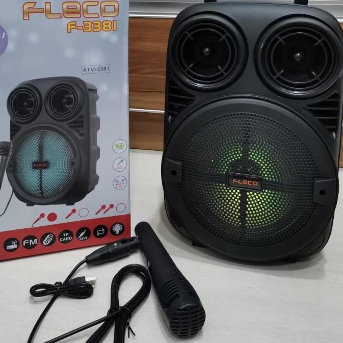 ✮ COD SPEAKER BLUETOOTH KARAOKE 6'5 INCH PROTABLE FLECO F-3381 PLUS MIC KARAOKE X-BASS FM/USB/TF CAR