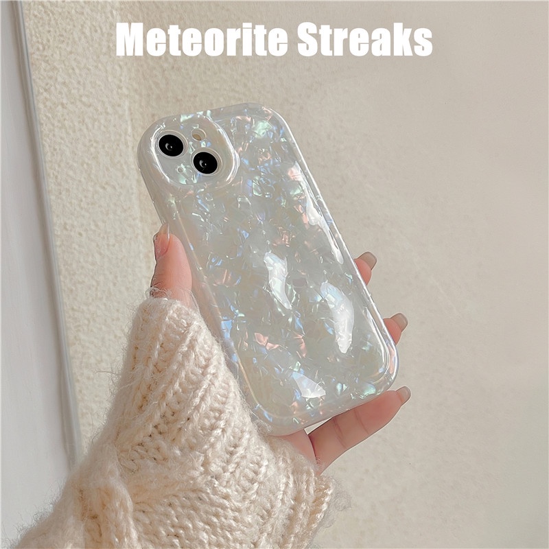 IPHONE Casing Motif Cangkang Mimpi Berkilau Motif Meteorite Streak Mewah Untuk Iphone12 11 13 Pro Max 14 Pro Max14 Plus Soft IMD Silicone Cover Soft Casing