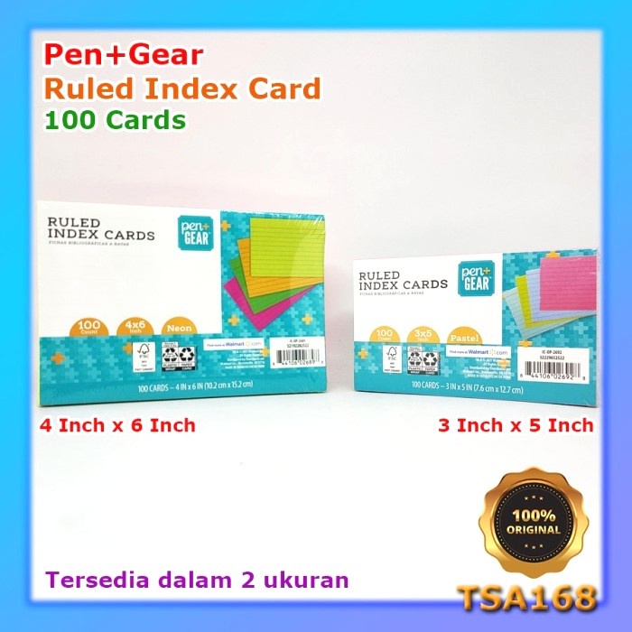 Ruled Index Cards Pen+Gear Neon Colors 3x5 4x6 inch 100 Sheets Oxford