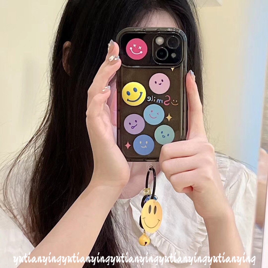 IPHONE Case Smiley Kartun Lucu Kompatibel Untuk Iphone11 13 12 14 Pro Max 11 Pro Max XR 78 Plus X XS Max SE 2020 Flip Make Up Cermin Ponsel Belakang Full Cover