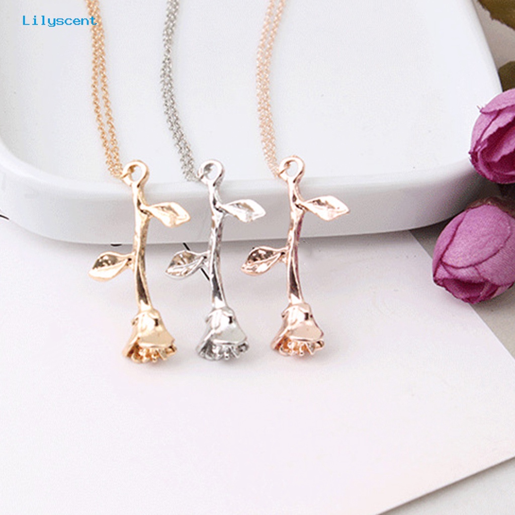 [LS] Kalung Unik Desain Bunga Mawar Alloy Wanita Kalung Rantai Untuk Hadiah