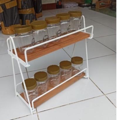 ☀ RBK / RAK BUMBU DAPUR BESI DAN KAYU MODERN / RAK BUMBU BESI TINGKAT ♨
