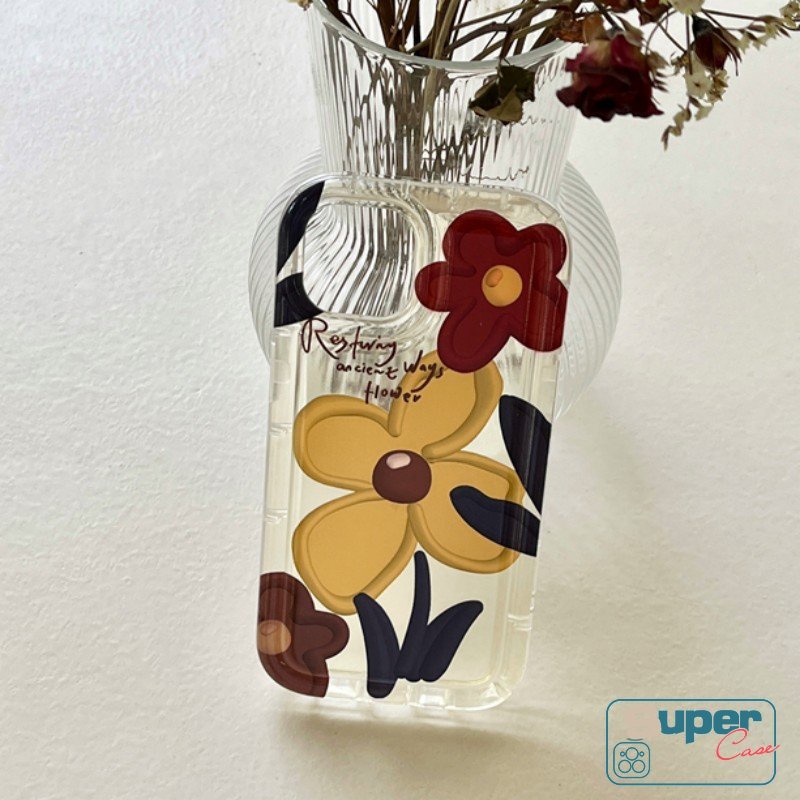 IPHONE Kompatibel Untuk Iphone11 13 7 8 Plus X XS 12 Pro MAX XR 14 Pro MAX 6 6S Plus MAX 8plus SE 2020 Ins Korea Lukisan Minyak Bunga Shockproof Airbag Lembut TPU Phone Cover