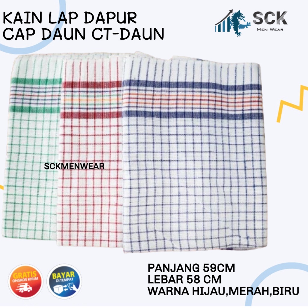 [ISI 3] Serbet CAP DAUN CT-DAUN / LAP DAPUR MOTIF KOTAK KAIN KATUN - sckmenwear GROSIR