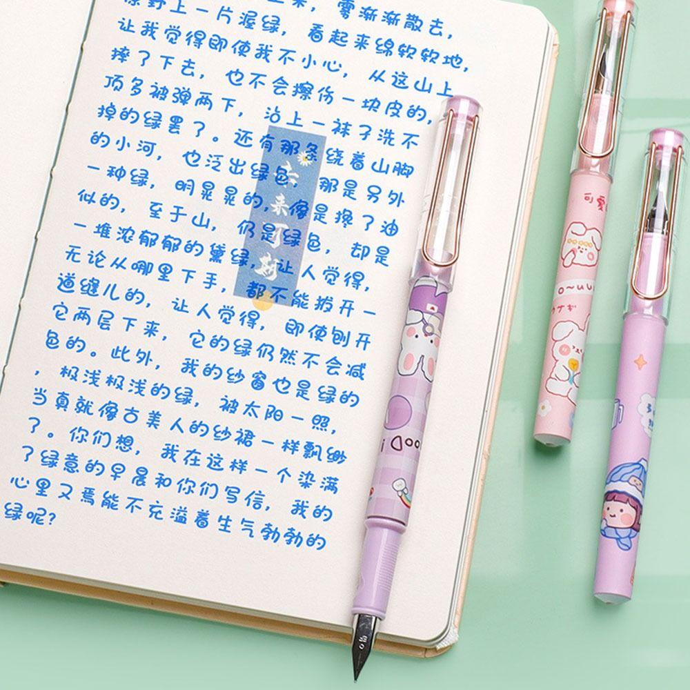 Popular Fountain Pens Hadiah Kartun Tinta Biru Untuk Pelajar Alat Menulis Dengan Berkerudung