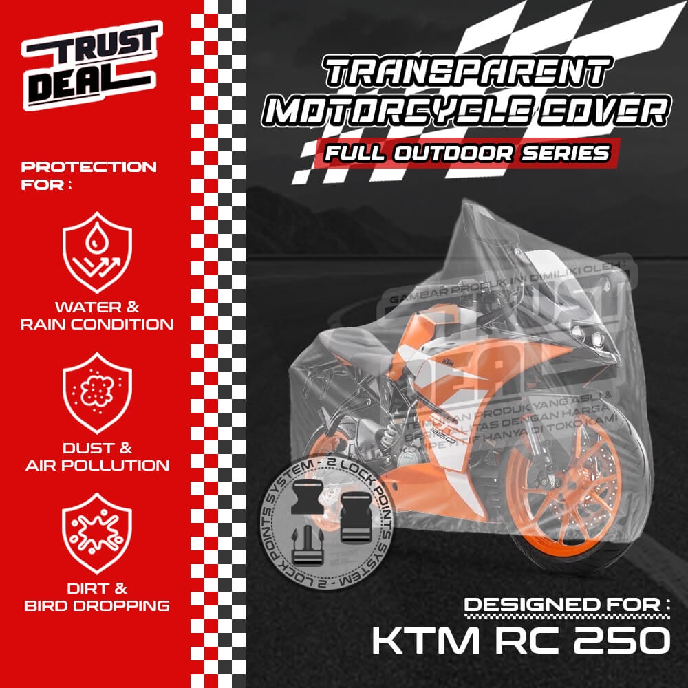 Sarung Cover Motor Plastik Transparan KTM RC 250 Selimut Penutup TEBAL Anti Air