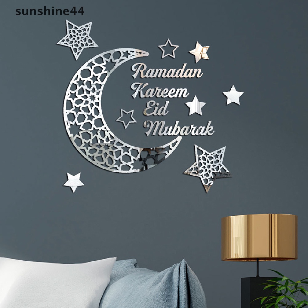 Sunshine Ramadan Stiker Dinding Bulan Bintang Lentera DIY Wall Decal Kareem Ramadan Dekorasi Untuk Rumah Islami Muslim Mural Eid Mubarak ID