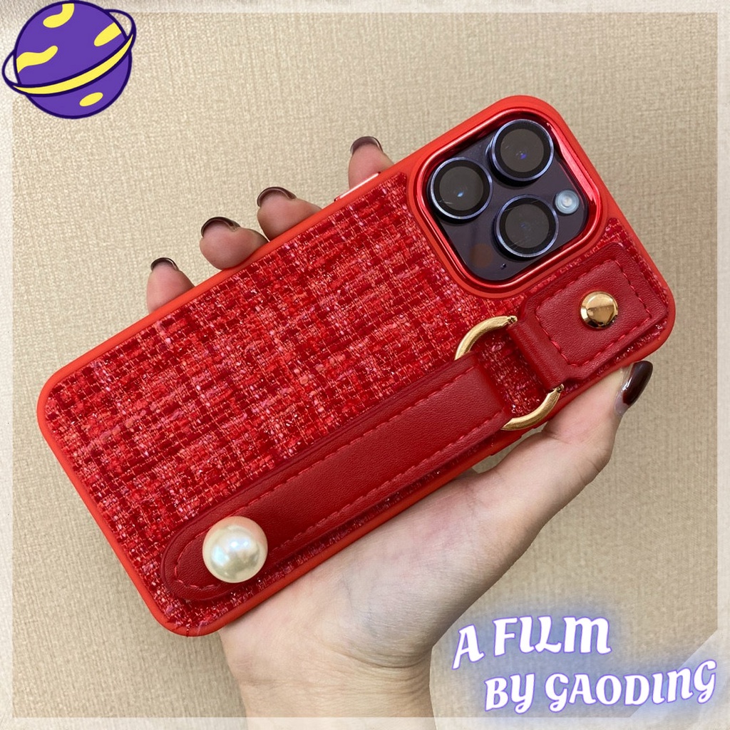 IPHONE Case Gelang Tangan Mewah Tinggi Merah China Untuk Iphone14 13 12 11 Pro Max14 Plus Mutiara Casing Belakang Lembut