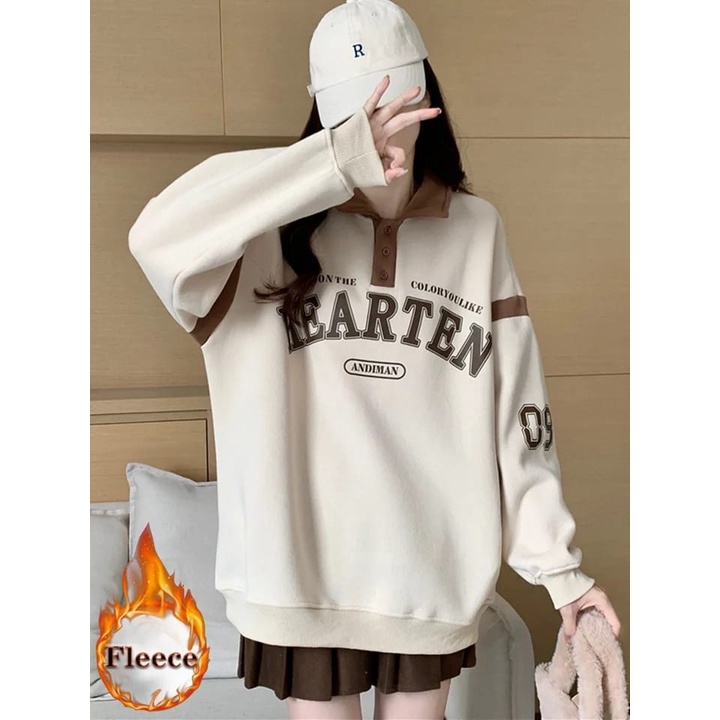 Sweatshirt Collar Hearten Wanita Terbaru Korea