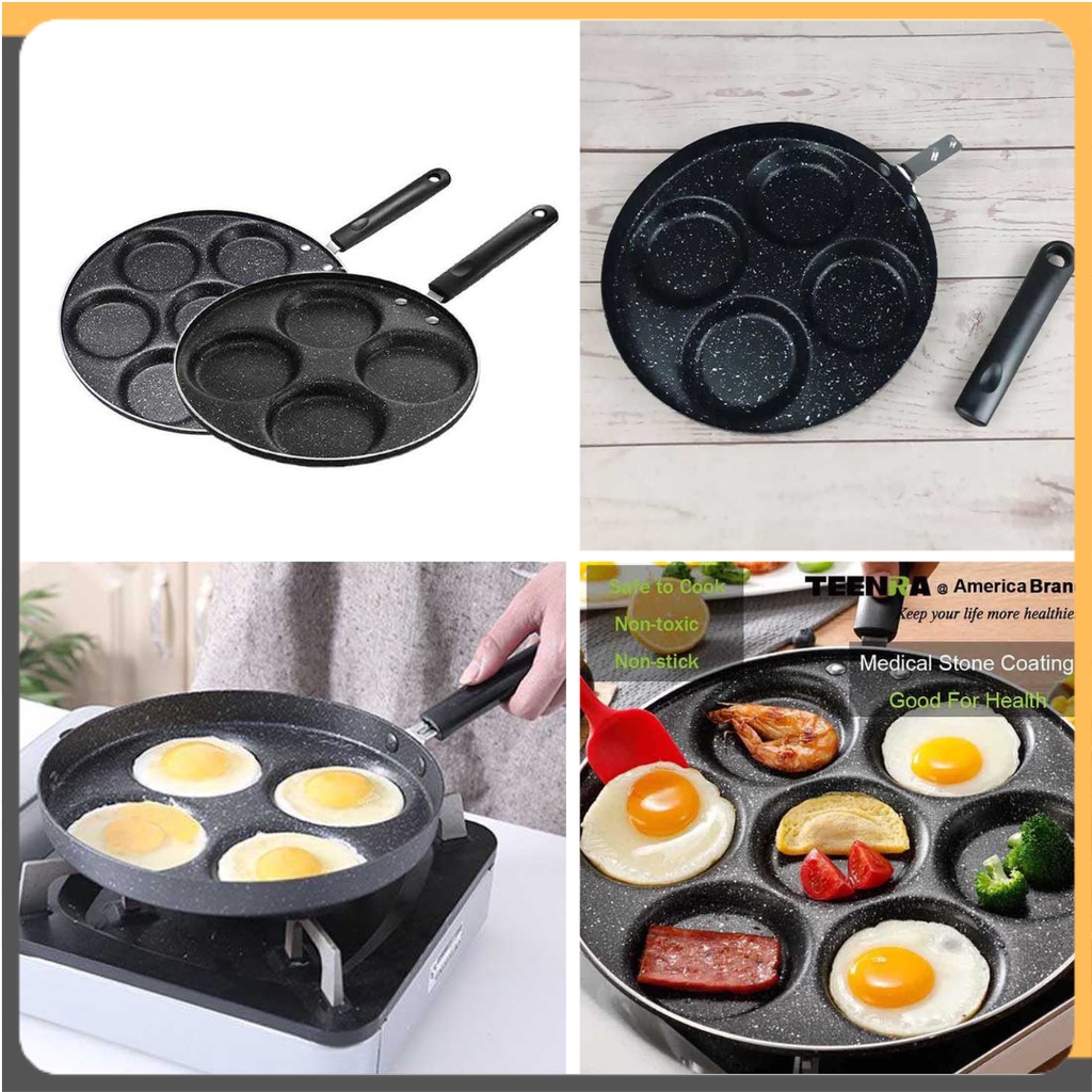 Wajan Teflon Pancake Telur Omelette Cetakan Telur Ceplok 4 Lubang