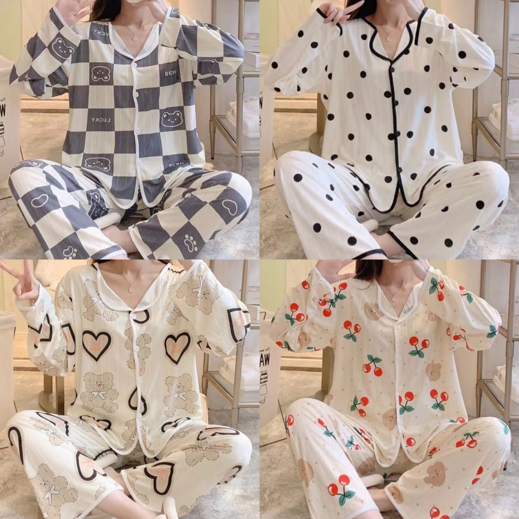 PIYAMA CP PP BAJU TIDUR WANITA MURAH BAHAN KAOS SPANDEK IMPORT