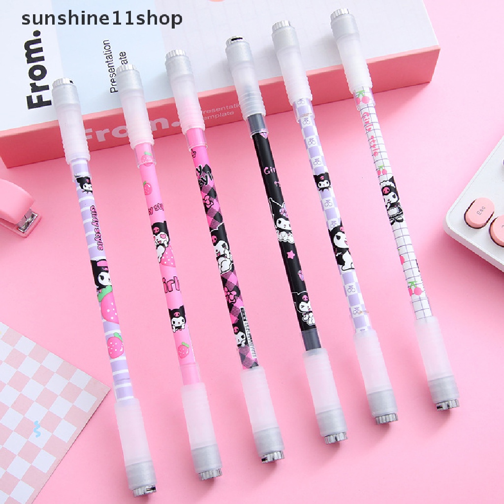 Sho Keren Lucu Kartun Bercahaya Rotag LED Flash Gel Pen Gaming Spinning Pen Ballpoint Fashion 0.5mm Menghilangkan Stress Pen N