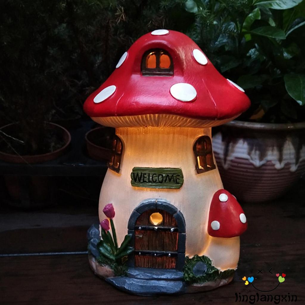 Llx-cartoon Mushroom Elf Yard Light Outdoor Taman Energi Surya Lampu Hias