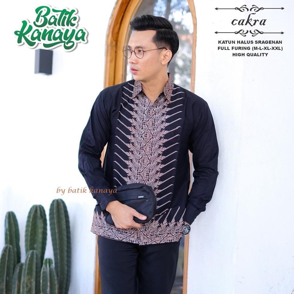 TERBARU Kanaya Baju Batik Pria Lengan Panjang Full Furing Motif CHAKRA Bahan Katun Sragenan
