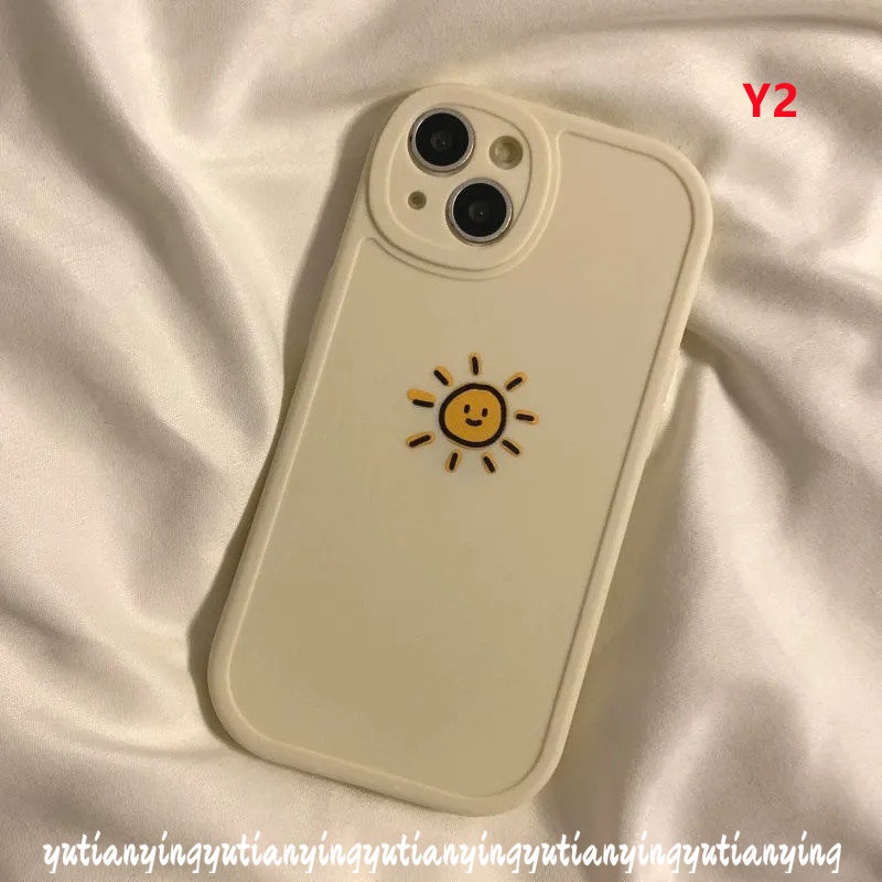 IPHONE Couple Simple Cute Sun Moon Case Kompatibel Untuk Iphone11 14 13 12 Pro Max XR 6s 6 8 7 Plus X XS Max SE 2020 Shockproof Soft Tpu Lovers Cover