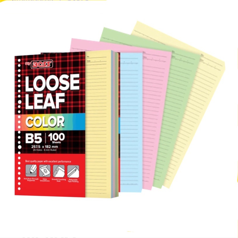 

Kertas Binder BIG BOSS Loose Leaf Color Rainbow B5 100 Lembar