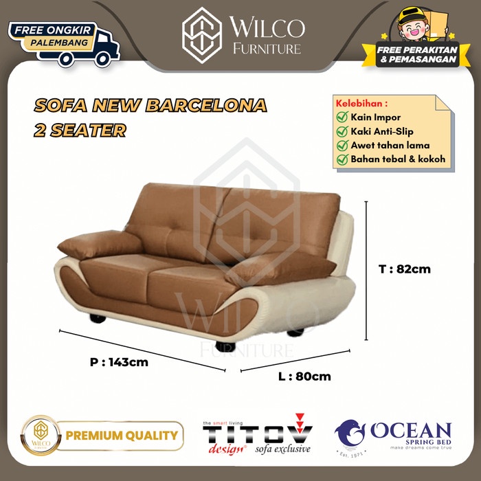 Sofa Ocean Titov New Barcelona 2 Seater / Sofa Kulit Clasik