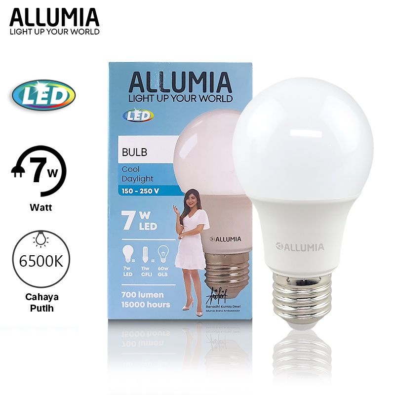 ALLUMIA Bulb Lampu LED 7 Watt Putih 6500K Led Light Bulb Bohlam Led A26 Lampu LED Allumia 7watt