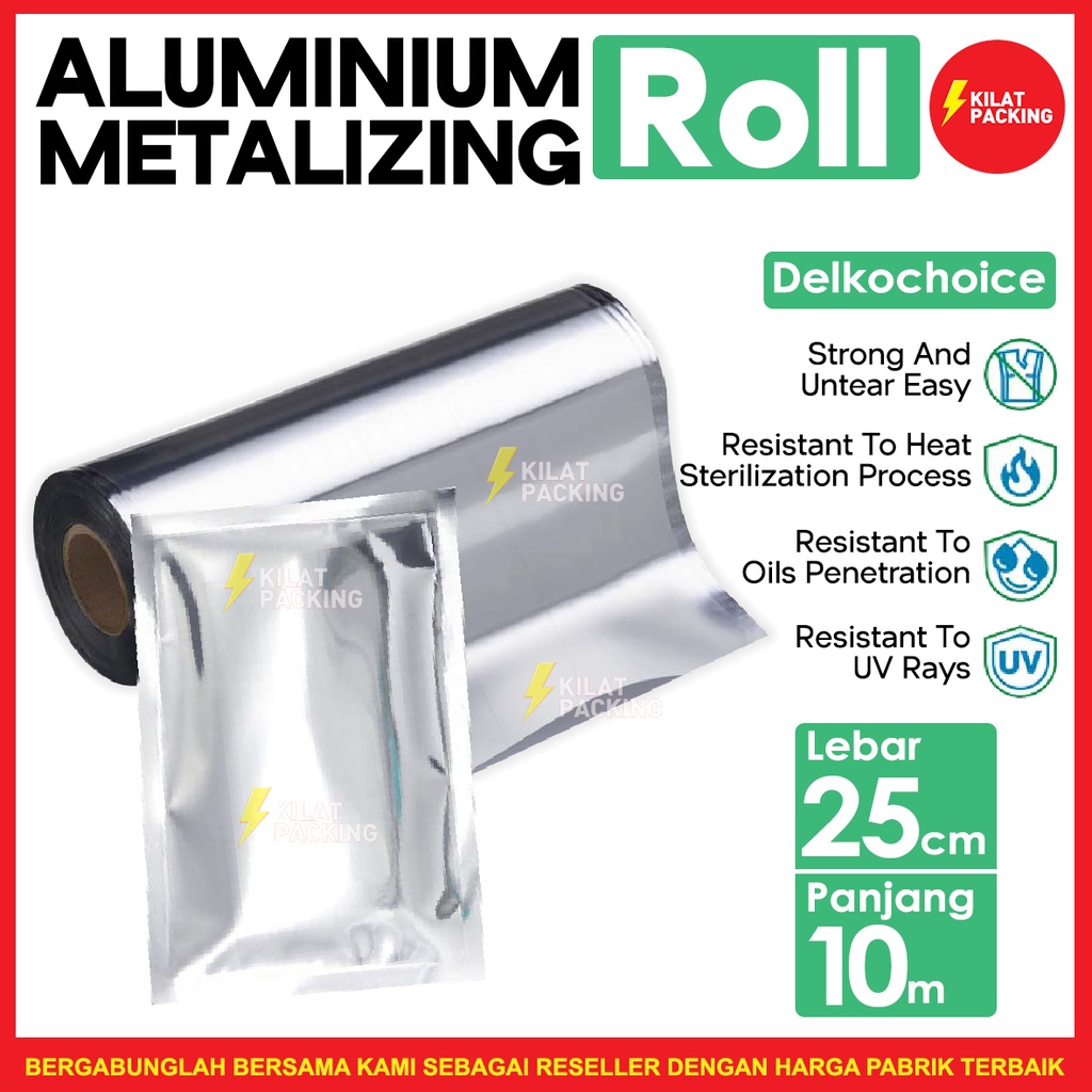 Plastik kemasan 25 cm alumunium foil roll metalizing kemasan sachet
