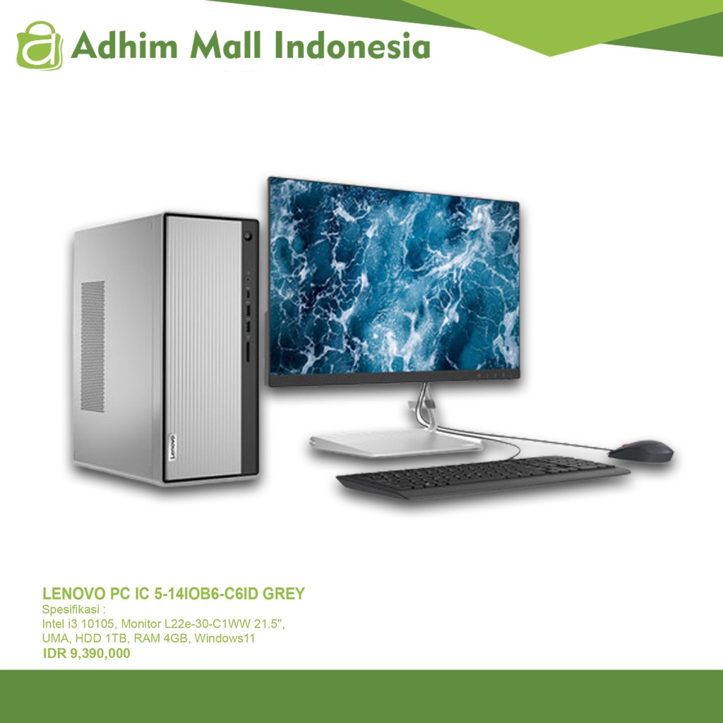LENOVO DESKTOP IC 5 14IOB6 - C6ID (GREY) CORE I3 4GB 1TB HDD 21,5 Inch