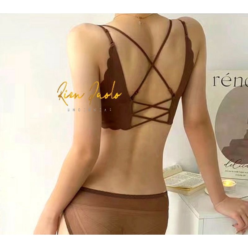 Premium Bra BH + Celana Dalam CD G String Set Sexy Hot Lingerie Kait Depan Tanpa Kawat Motif Bordir 