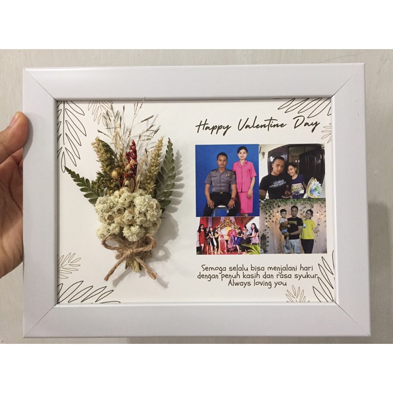 frame 6R bunga kering |Kado Ulang tahun | Kado Pernikahan | Kado wisuda|kado anniversary