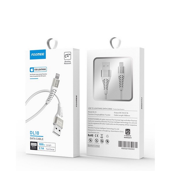 FOOMEE DL10 Data Cable LIGHTNING 2.4A Max 1M