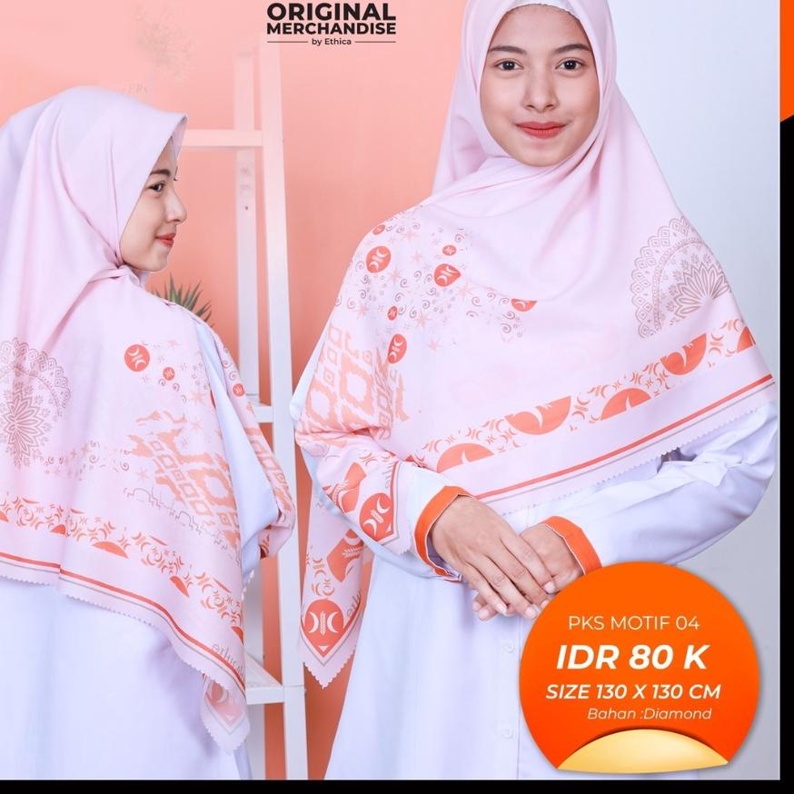 ➮ HIJAB MOTIF JUMBO SEGI EMPAT - HIJAB PARTAI PKS - PKS MERCHANDISE - PKS MOTIF 004 by ETHICA ☻
