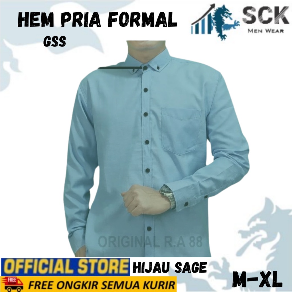 Kemeja Pria Lengan Panjang Polos GSS ukuran M-XL / Hem Formal Kantor / Pakaian Kerja Laki-laki - sckmenwear GROSIR