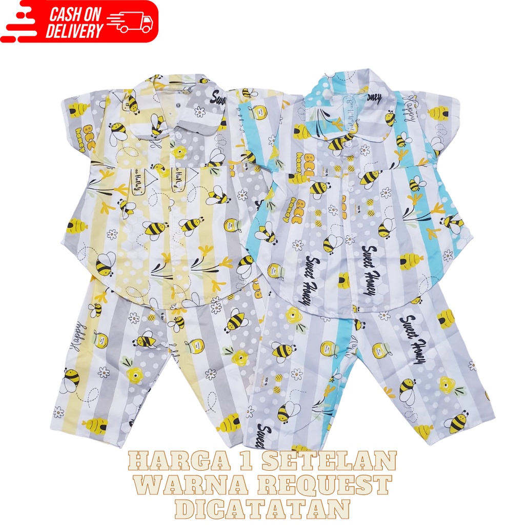 Cod Baju Tidur Setelan Piyama Kancing Anak Perempuan 0-12 Bulan Baju Baby Gracia