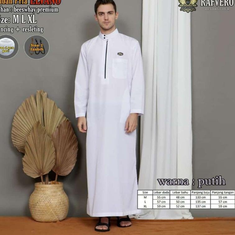 SALE TERBATAS Lettemart- jubah pria ORIGINAL ELVANO / gamis pria muslim putih
