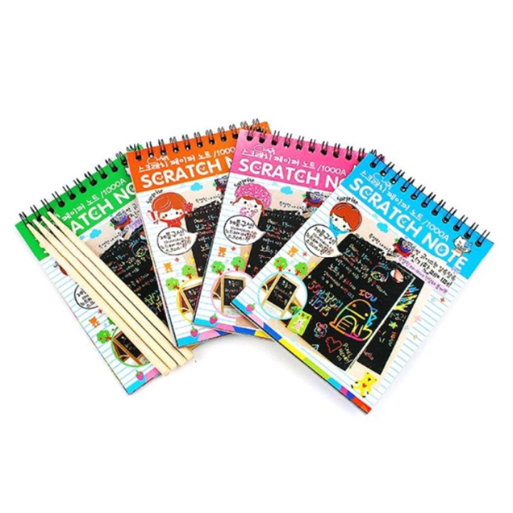 Scratch Note A1 Buku Gambar Ajaib Magic Color Rainbow