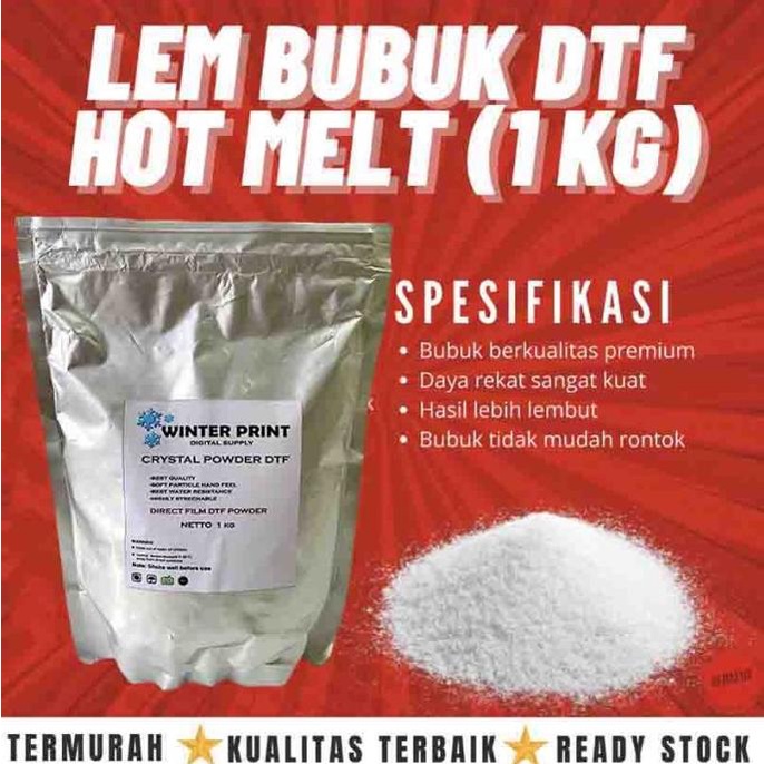

TPU Hot Melt Powder Sablon DTF / Lem Bubuk Transfer PET Film 1 Kg