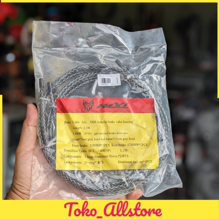 MXL Brake cable set Premium Kabel Set rem shifter Sepeda MTB lipat RB HITAM SILVER