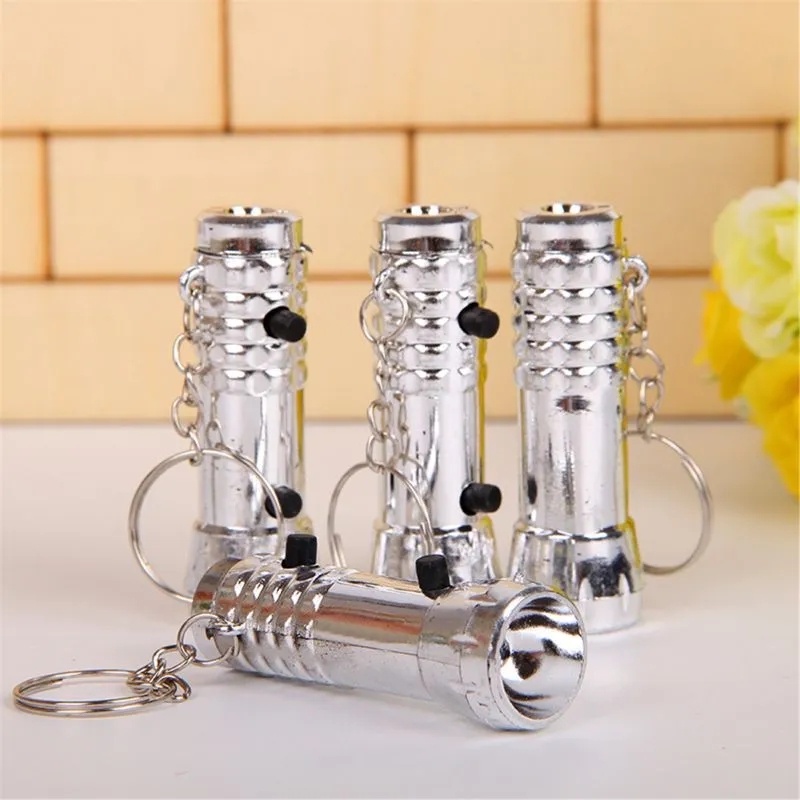 2in1 Multifungsi Both Ends Glowing Mini Keychain Light/Senter UV Tenaga Baterai Portable/Rumah Outdoor Emergency Torch