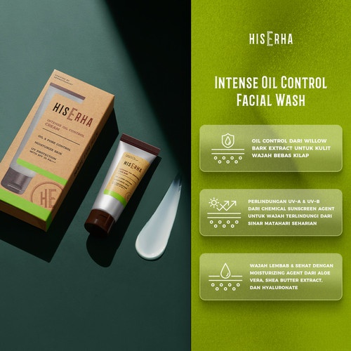 HISERHA Bundle Intense Oil Control - Pembersih dan Krim Wajah Pria