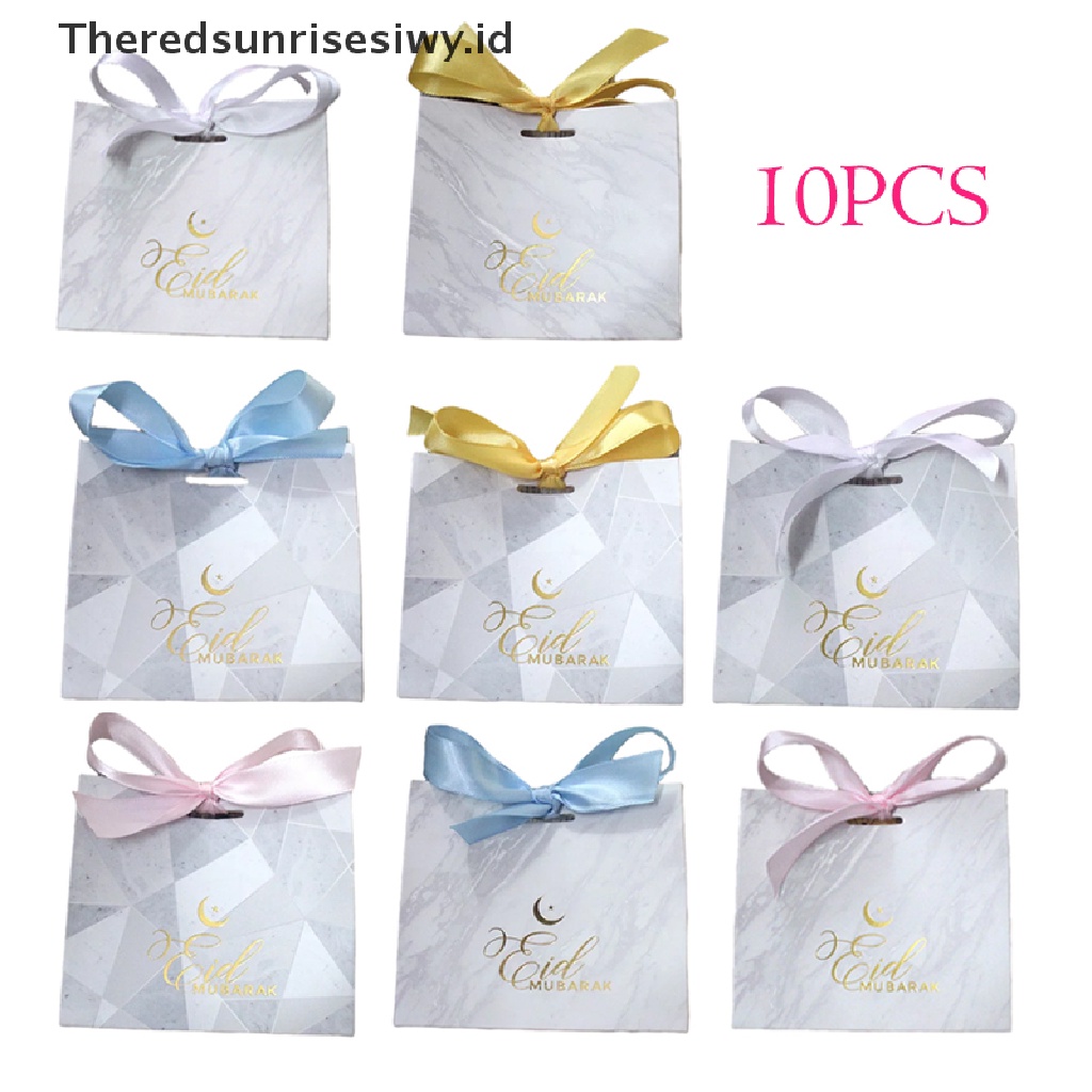 # Baju Lebaran # 10pcs Eid Mubarak Candy Box Marble Paper Gift Packaging Bag Sovenir Pesta Muslim~