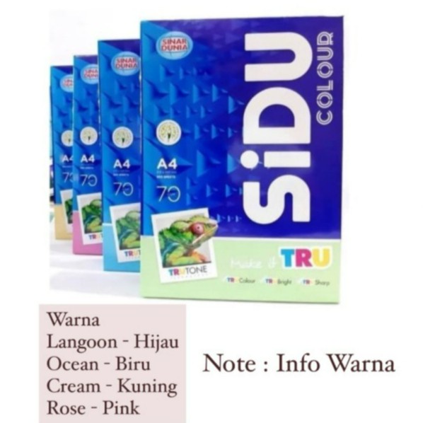 

Terlaris Kertas Hvs Warna Sinar Dunia (Sidu) A4 70Gr / Rim