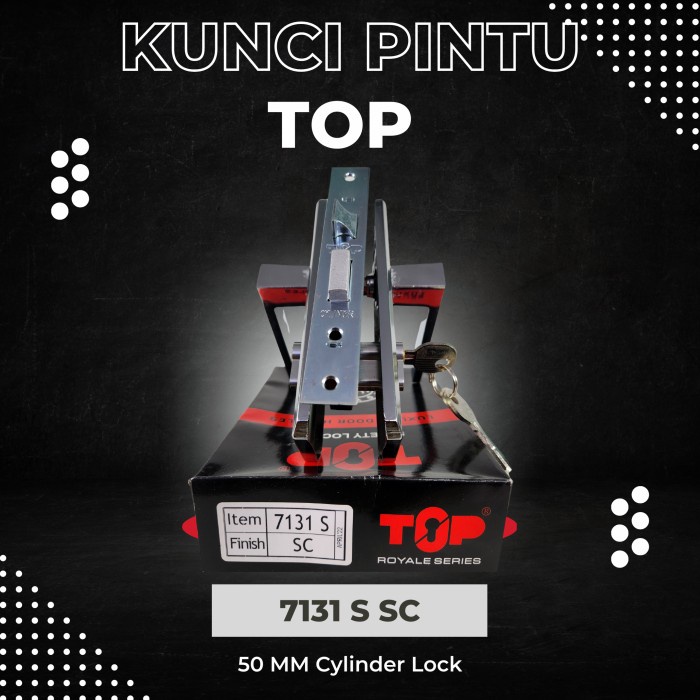 Kunci Pintu Kecil TOP Royale Series 7131 S BNS SN 50 MM Cylinder Lock